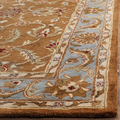 Elegant Heritage Blue and Brown Hand-Tufted Wool Area Rug, 4' x 6'