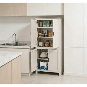 Okak Farmhouse Freestanding Kitchen Pantry Cabinet with 4 Doors & Adjustable Shelves,Storage Cabinet Bookcase for Living Room,Kitchen - 1 of 4
