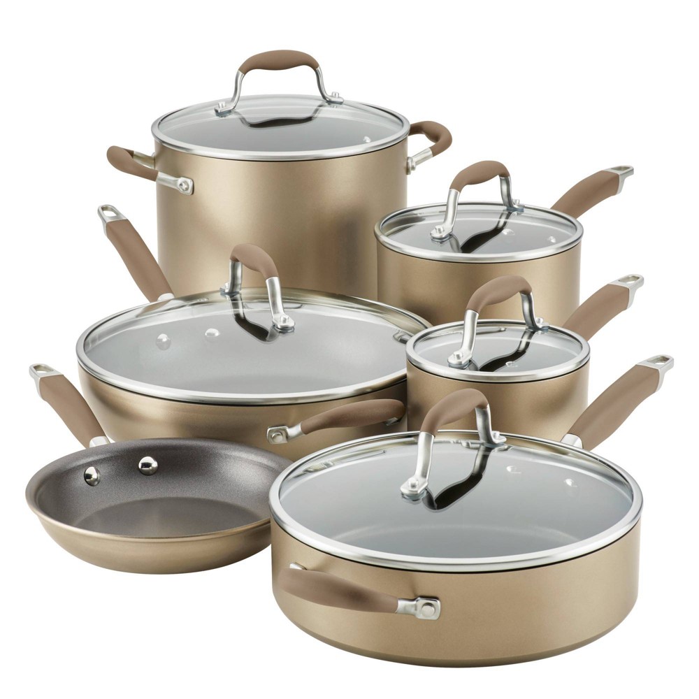 Photos - Stockpot Anolon Advanced Home 11pc Set Bronze: Nonstick Cookware, Hard Anodized Alu 