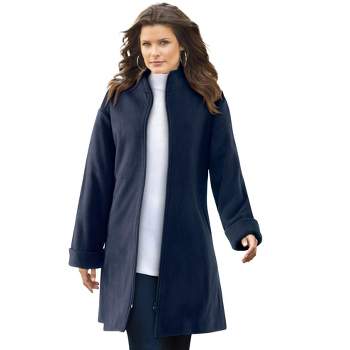 Roaman's Women's Plus Size Petite Plush Fleece Driving Coat