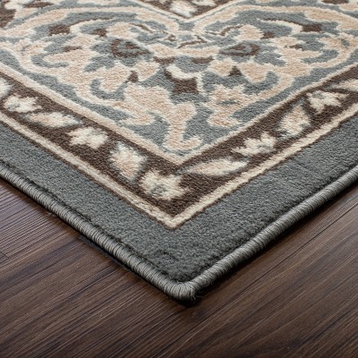 Gray Floral Medallion Synthetic Indoor Area Rug, 3'x5'