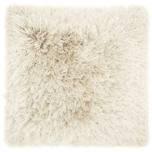Yarn Shimmer Shag Square Throw Pillow Beige - Mina Victory