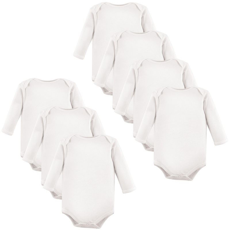 Luvable Friends Cotton Long-Sleeve Bodysuits 7pk, White, 1 of 3