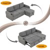 84"W Upholstered L-shaped Sofa Couch Convertible Sofa Bed Sectional Sofa with 2 Cup Holders, 2 USB Ports and Storage Space, Beige/Black/Gray-ModernLux - 3 of 4