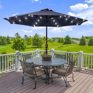 Sonkuki 9ft LED Round Outdoor Patio Market Umbrella w/Aluminum Pole and 8 Sturdy Ribs - 1 of 4