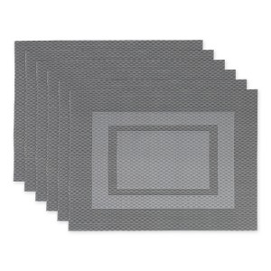 DII PVC Doubleframe Indoor/Outdoor Placemat Set/6, Gray, 13x17.25" - 1 of 4