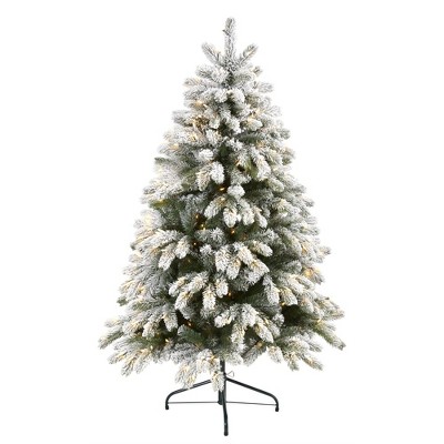 Nearly Natural 5’ Flocked South Carolina Spruce Prelit LED Artificial Christmas Tree