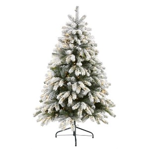 Nearly Natural 5’ Flocked South Carolina Spruce Prelit LED Artificial Christmas Tree - 1 of 1