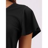 cheibear Women's Soft Knit Short Sleeve V Neck Pleated Pajama Tops - 4 of 4