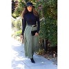 Women's 2023 Maxi Skirt - Flowy A-Line Summer Skirt with Elastic High Waist (Reg & Plus Size) Green Black Dots - 4 of 4