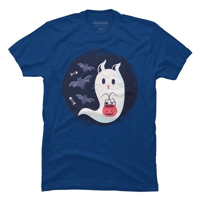 Men's Design By Humans halloween ghost cat By ArtStyleAlice T-Shirt