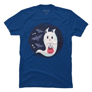 Men's Design By Humans halloween ghost cat By ArtStyleAlice T-Shirt - 1 of 2