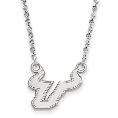 Black Bow Jewelry 10k White Gold South Florida Bulls NCAA Necklace 18 Inch