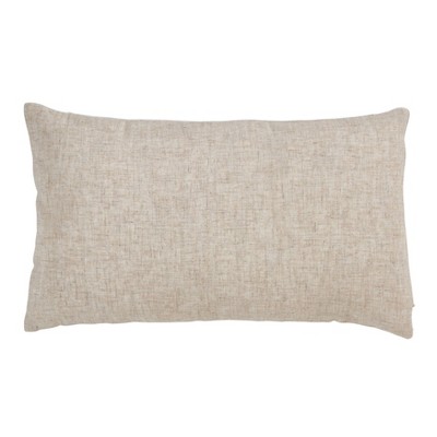 Beige and White Geometric Velvet Lumbar Throw Pillow