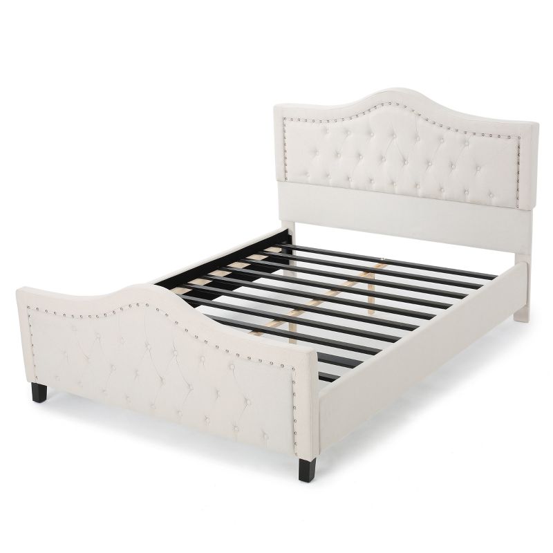 Queen Virgil Upholstered Bed Set Ivory - Christopher Knight Home, 1 of 6