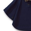Hope & Henry Girls' Sweater Cape with Faux Fur (Navy, Small) - 3 of 4