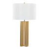 LumiSource Cosmo 28" Glam Table Lamp Antique Brass and White Linen - 3 of 4