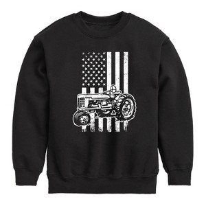Boys' - Instant Message - Tractor American Flag Graphic Long Sleeve Fleece Sweatshirt - 1 of 4