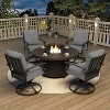 ALAULM 5 Piece Metal Outdoor Patio Furniture Set with Round Fire Pit Table, 4 Swivel Chairs - 2 of 4