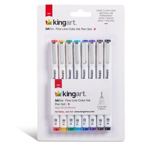 KINGART PRO Inkline Fine Line Pens, 8 Colors, Size 05 - 1 of 4