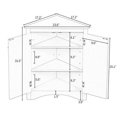 Gray MDF Corner Cabinet with Adjustable Shelves