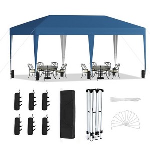SUGIFT 10' x 20' Pop Up Canopy Tent, Outdoor Instant Gazebo Sun Shade Shelter with Carry Bag, for Catering, Events, Wedding, Backyard BBQ,  Blue - 1 of 4