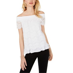 I.N.C International Concepts Womens Lace Pullover Blouse, White, Medium - 1 of 1