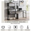L-Shaped Computer Table, Rotatable Corner Table with 5-Tier Bookshelf, Lockable Casters Laptop Study Table for Home Office Computer Desk Black - 4 of 4