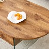 Vynxaria Cozy Natural Oval MDF stickerDouble Drawer Coffee Table 43.3"x23.6" Multi-Functional Design - 2 of 4