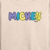 Women's - Disney - Mickey Multicolor Hand Peace Sign Lightweight French Terry Wide Neck Long Sleeve Shirt - 2 of 4