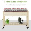 Raised Garden Bed, 47" x 22" x 33", Elevated Wooden Planter Box w/ Lockable Wheels, Storage Shelf, and Bed Liner for Backyard, Patio - 4 of 4
