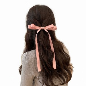 Anna-Kaci Long Ribbon Bow Hair Clip with Sleek Streamer Tails and Elegant Minimalist Design - 1 of 4
