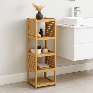 Evideco French Home Goods Open-Shelf Storage Unit with Vented Design, Natural - Trinidad Collection - 1 of 4