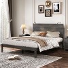 CAVINAS Full/Queen Size Farmhouse Wood Platform Bed Frame with Headboard & Bedside Lights,No Box Spring Needed - 2 of 4