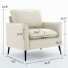 VASIP Nordic Retro Cat Paw Sofa Chair, Leather Upholstered Single Seater(1PC), Light Luxury Accent Chair for Living Room, Bedroom,Cream White - 2 of 4