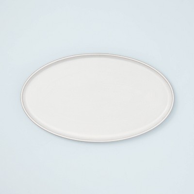 11" x 19" Modern Rim Oval Stoneware Serving Platter Matte Sour Cream - Hearth & Hand™ with Magnolia