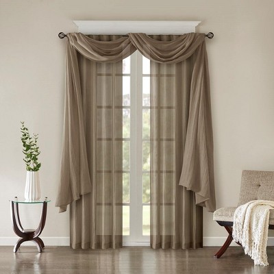 Kumasinova 84"/95" 2PCS Solid Crushed Sheer Curtains Panel,Light Filtering Window Curtains with Rod Pocket&Back Tabs,Bedroom Curtains for Living Room