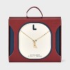 14K Gold Dipped Enamel "L" Initial Pendant Necklace - A New Day™ Gold/White - 3 of 4