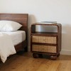 HomeRoots 22" Chestnut And Natural Solid Wood Cane Rattan Two Drawer Nightstand - 2 of 4