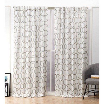Set of 2 Hexa Hidden Tab Top Light Filtering Curtain Panels - Nicole Miller