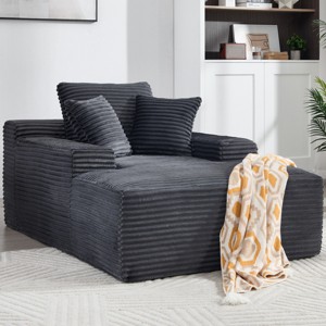 67" Corduroy Chaise Lounge Chair with Wide Armrest, Oversized Deep Seat Convertible Boneless Sofa for Living Room, No Assembly-3irtyhousy - 1 of 4