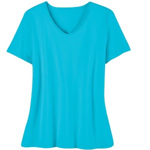 Collections Etc Soft Knit V-Neck Short-Sleeve Basic Cotton and Polyester Tee - 1 of 4