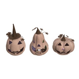 Transpac Terracotta Light Up Jack-O-Lantern Set of 3 Halloween Home Decorations - 1 of 1