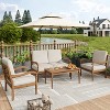 Christopher Knight Home Pendry 4 Piece Outdoor Acacia Wood Chat Set with Water Resistant Cushions - 2 of 4