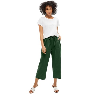 ellos Plus Size Linen-Blend Drawstring Capris