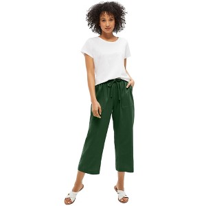 ellos Plus Size Linen-Blend Drawstring Capris - 1 of 4