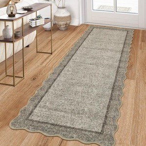 coucheta Washable Scalloped Area Rugs, Multi-size Modern Stain-Resistant Soft Low Pile Non-Slip Farmhouse Accent Carpet, for Living Room, Bedroom - 1 of 4