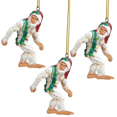 Design Toscano Bigfoot the Abominable Snowman Yeti Holiday Ornament: Set of Three