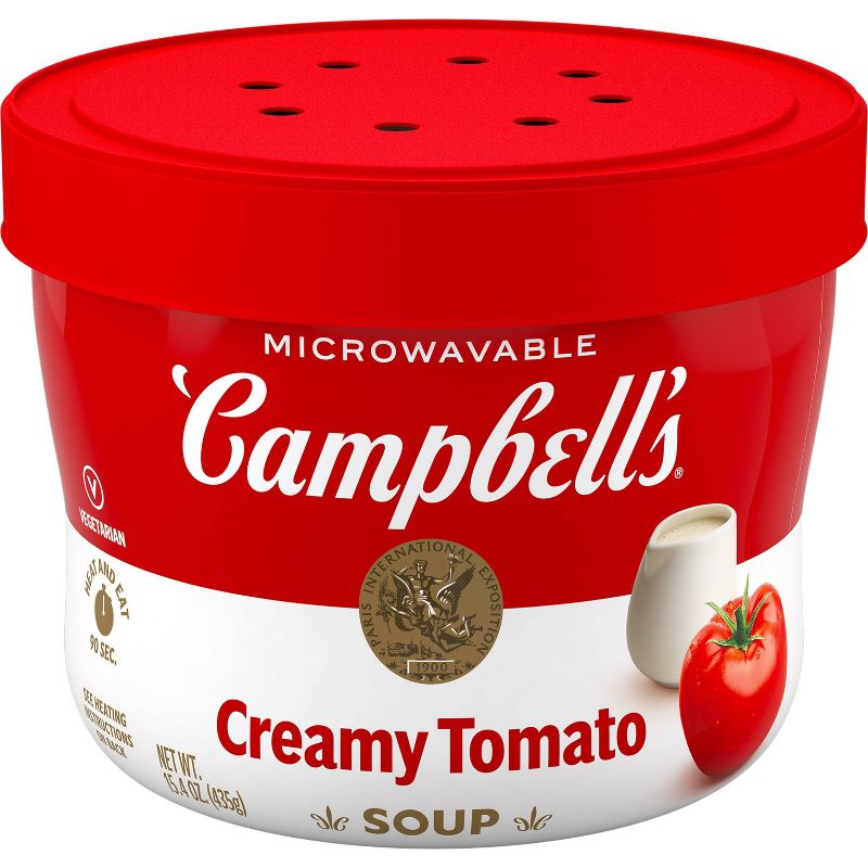 Campbell&#39;s Creamy Tomato Soup Microwaveable Bowl - 15.4oz, 1 of 13