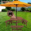 Kelly 6-Person Wooden Circular Patio Picnic Table Set with 3 Built-in Benches, Outdoor Furniture - The Pop Home - 3 of 4